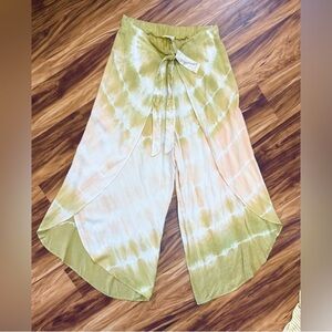 Mystree Green and Cream Tie-Dye Pants